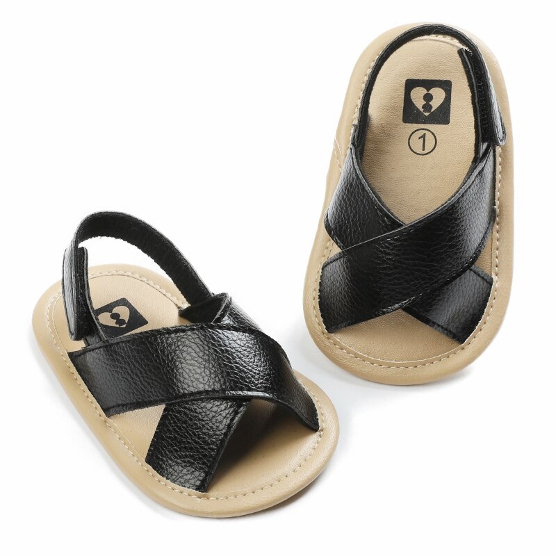 0-18m baby drenge roma sandaler krydser udhulet blød sål sommer strand sko første vandrere: B / 0-6 måneder