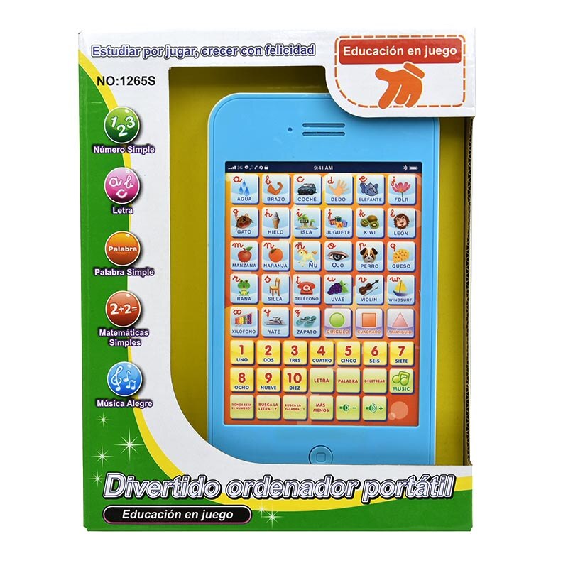 Multi Functional Spanish Learning Pad Kids Tablet Numbers Letters Shapes Early Education Toys for Children Baby Laptop