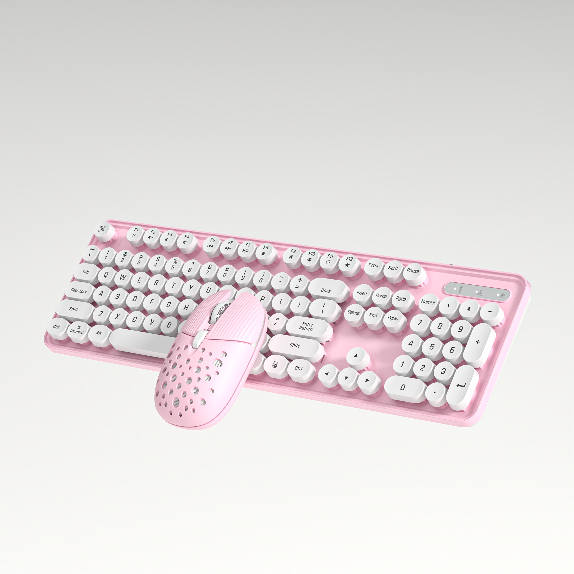 Urocza 104-klawiszowa Retro Okrągła Klawiatura Bezprzewodowa 2.4G Gamingowa Klawiatura i Mysz Combo Ergonomiczna Klawiatura z Klawiszami Multimedialnymi