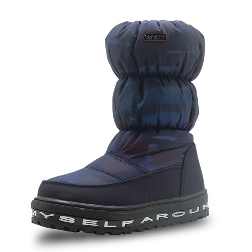 Apakowa Winter Kinderen Schoenen Meisjes Snowboots Warme Wollen Voering Waterdichte Antislip Pluche Laarzen Voor Meisjes Kids schoenen: blue / 10