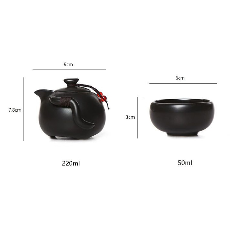 Juego de té portátil que incluye 1 tetera y 2 tazas de té, tetera bonita y fácil, tetera portátil de cerámica de viaje China gaiwan