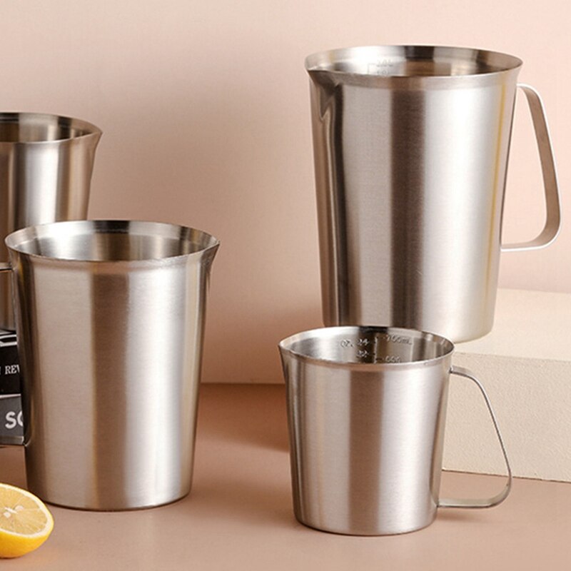 Stainless Steel Measuring Cup Thickened Kitchen Milk Cup Scale Cup Household Baking Container Cup Milk Foam Cup