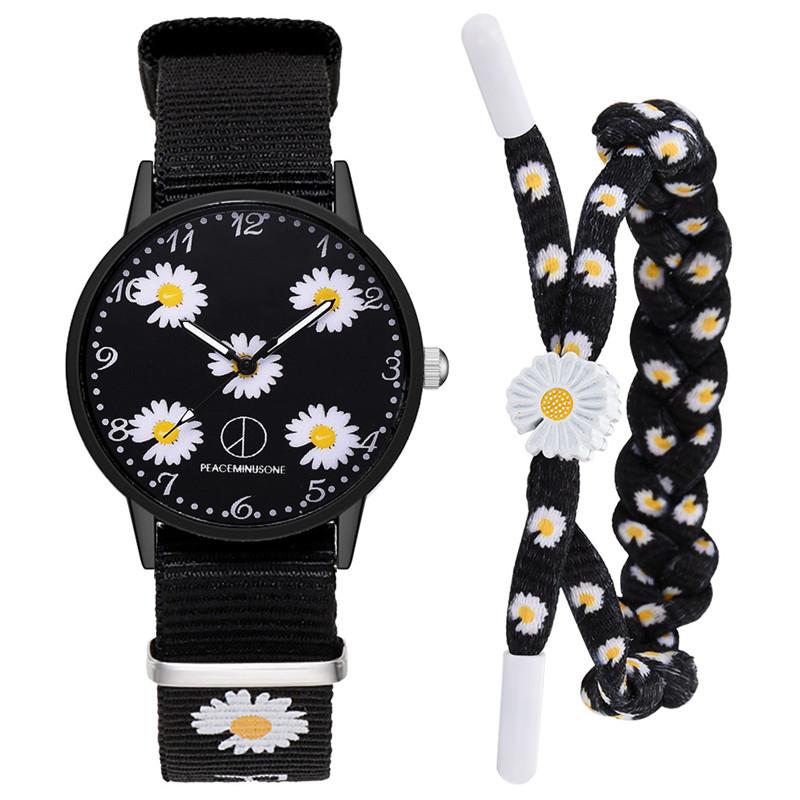 Kleine Daisy Armbanduhr Frauen Nylon Strap Kleid Quarzuhr Einfache Wilden Freundinnen Paar Uhr Geburtstag Frauen: h Bracelet