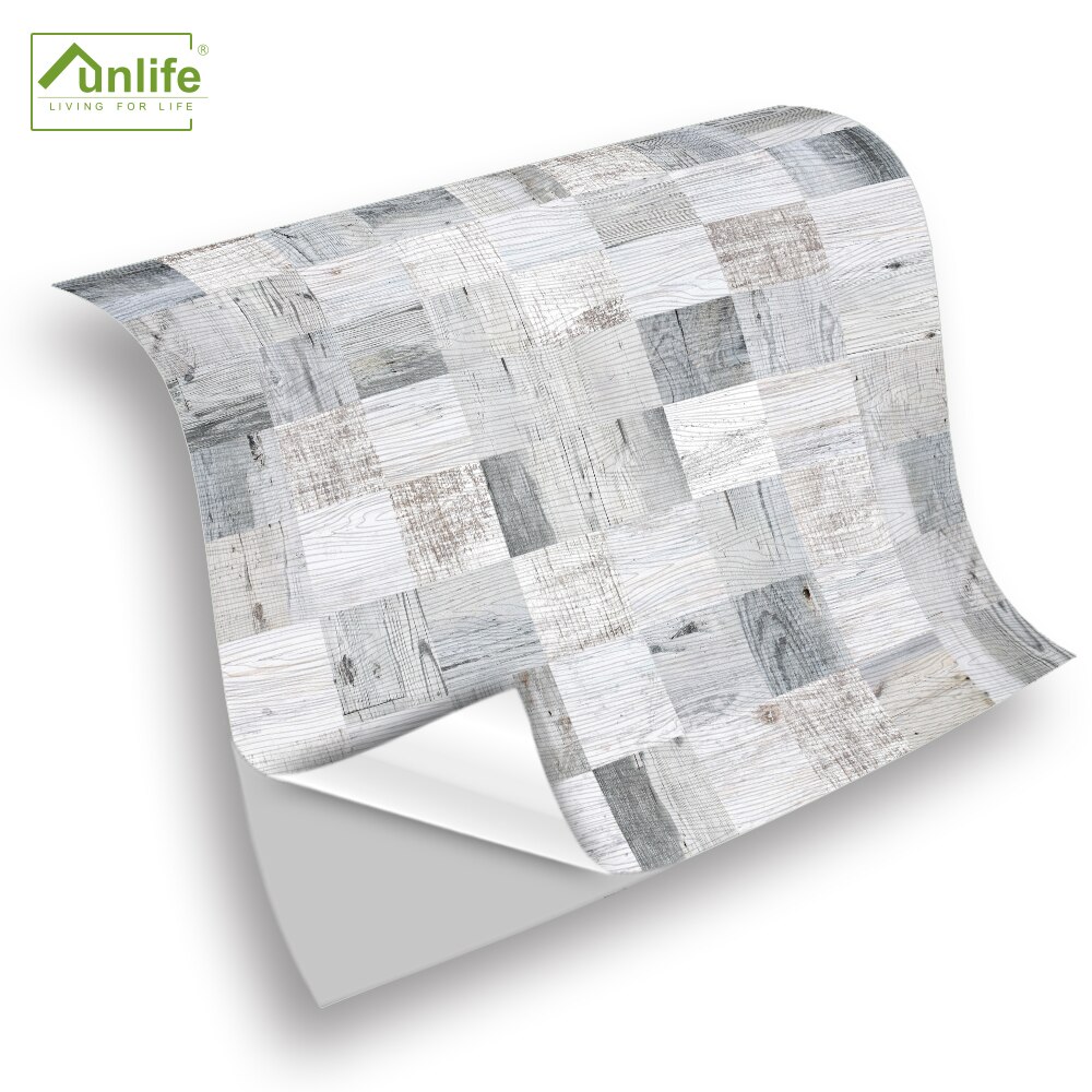 Funlife®Pegatina de azulejo de mosaico de madera gris, pegatina de pared de pelar y pegar, autoadhesiva fácil de limpiar, antisalpicaduras para cocina, DIY
