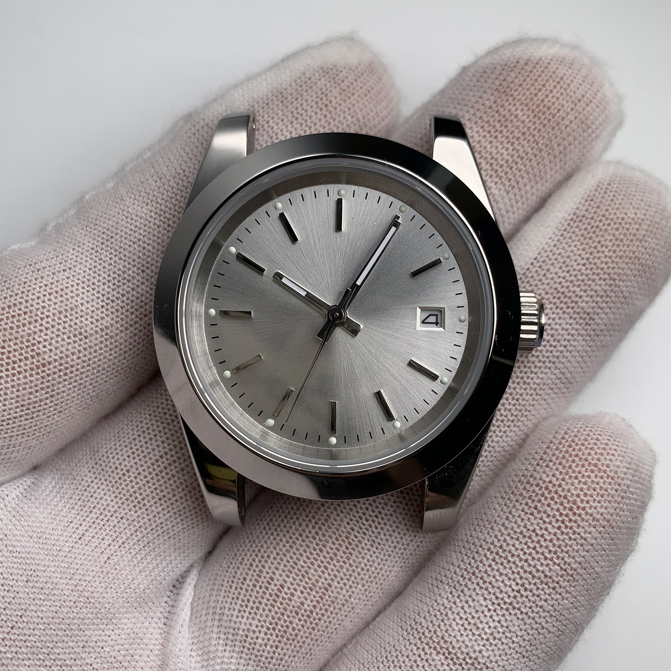Huster – montre automatique rétro, aiguilles lumineuses 39mm, boîtier en acier poli saphir, cadran vierge avec Date, mouvement automatique 2813 B861: head only