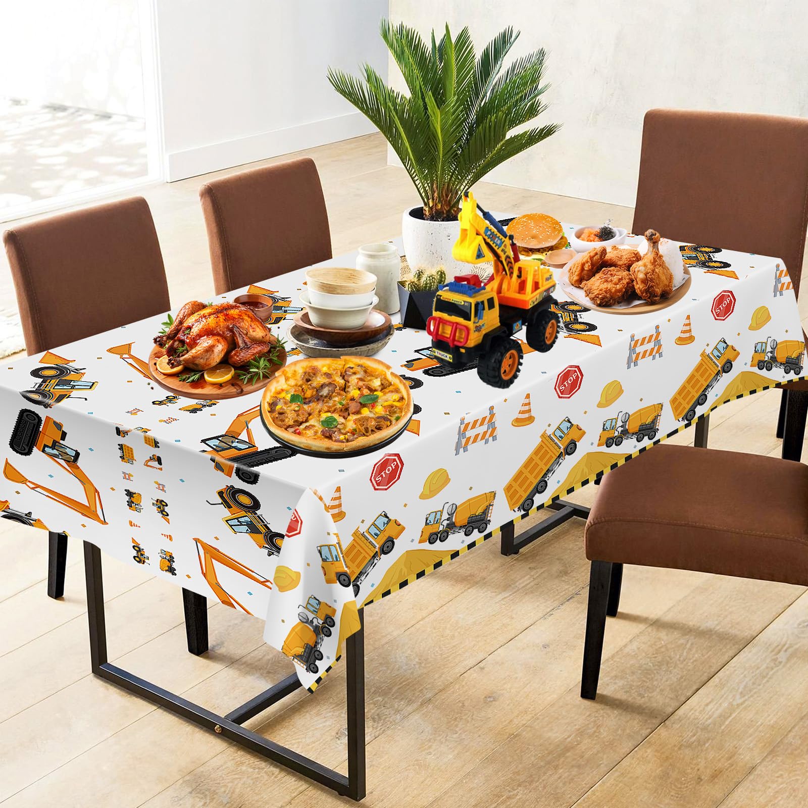 Bouwtafelkleed Dump Truck Tafelkleed Wegwerptafelkleed voor Bouw Verjaardagsfeestje Decoratiebenodigdheden