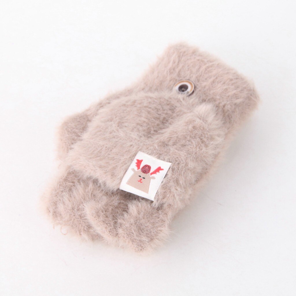 Peuter Baby Winter Warm Knit Convertible Flip Top Cartoon Fleece Wanten Handschoenen Plus fluwelen warm bont flip mitt Baby zorg