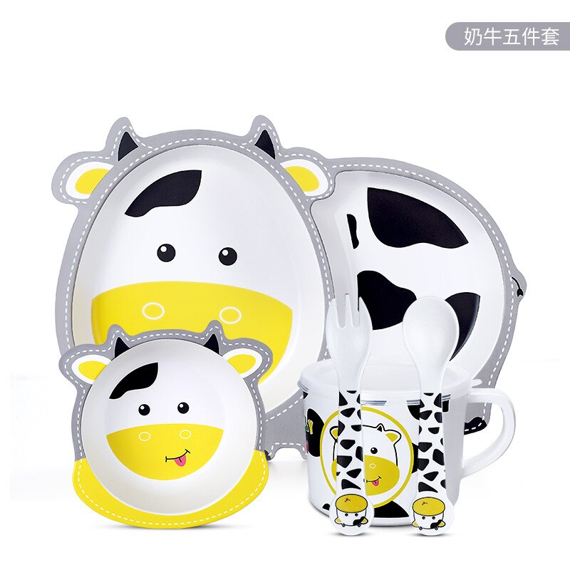 Bamboe Kinderen Servies Set, Kinderen Gerechten, Voedsel Plaat Kom Kop Lepel Vork Servies, Cartoon Servies, gezonde Maaltijd, Bpa Gratis: G