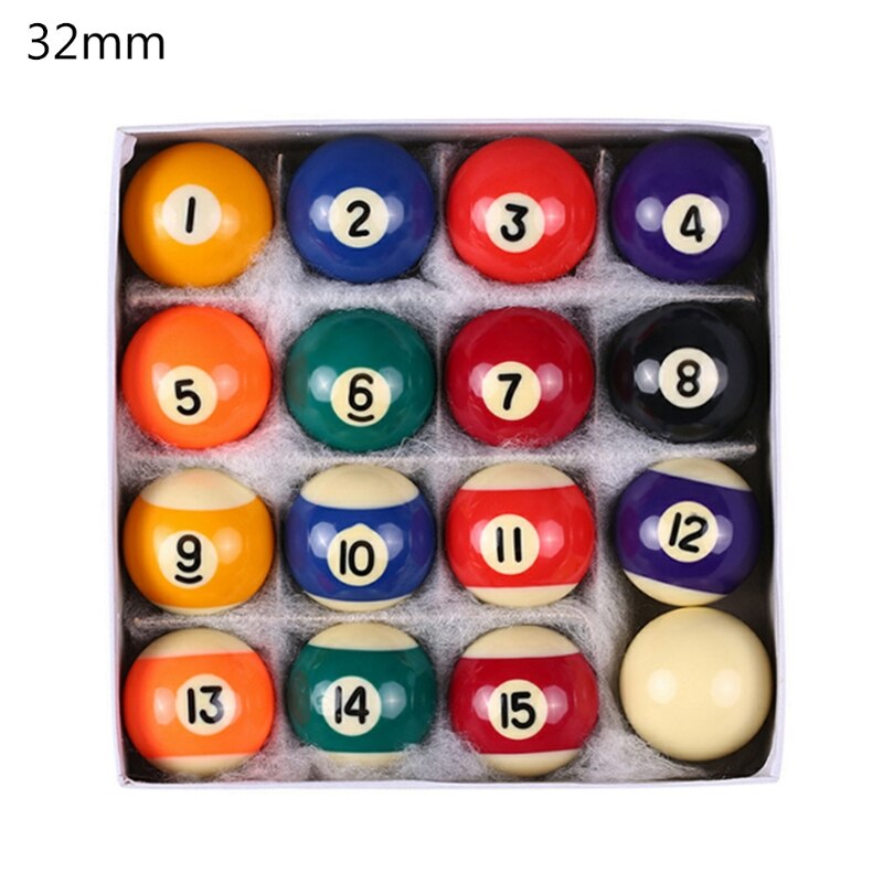 16 stuks hars 32/38mm biljartbal kinderspeelgoed kleine poolkeu ballen complete set mini pooltafel accessoires: 32mm