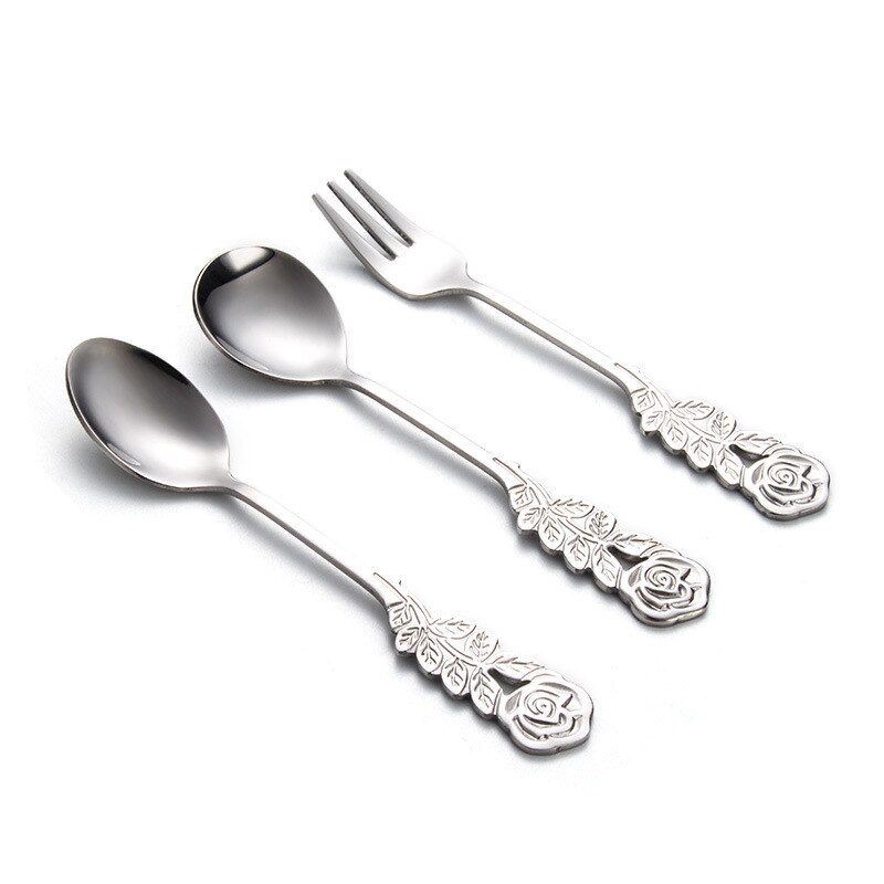 Kitchen Gadgets Ice Cream Tea Spoons Stainless Steel Cute Stirring Spoon Coffee Spoon Rose Colorful Dining Bar Tools Accessories
