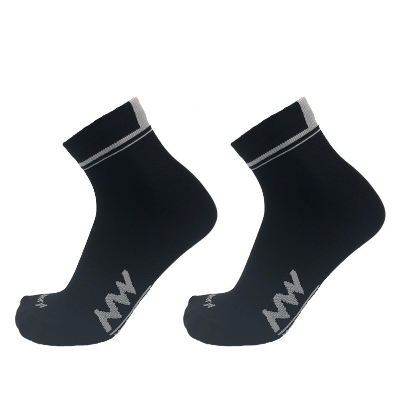 Sping sommer cykelstrømper mænd kvinder cykeltilbehør sport udendørs åndbar mesh cykler sokker calcetines ciclismo: Sort hvid