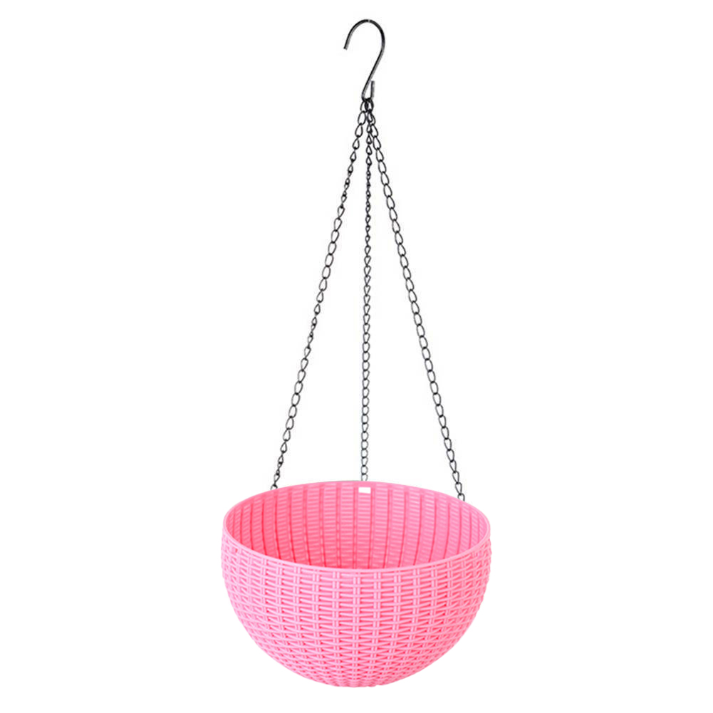 Flowerpot Rattan hanging plastic basket nursery flower pot hanging garden plant storage pots home decor bonsai holder: Pink