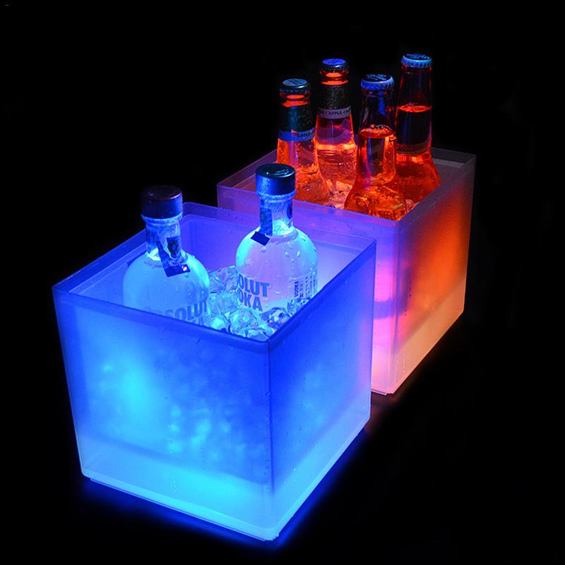 Led balde de gelo champanhe bebidas vinho cerveja refrigerador de gelo para restaurante bares discotecas ktv pub festa 3.5l brilhante