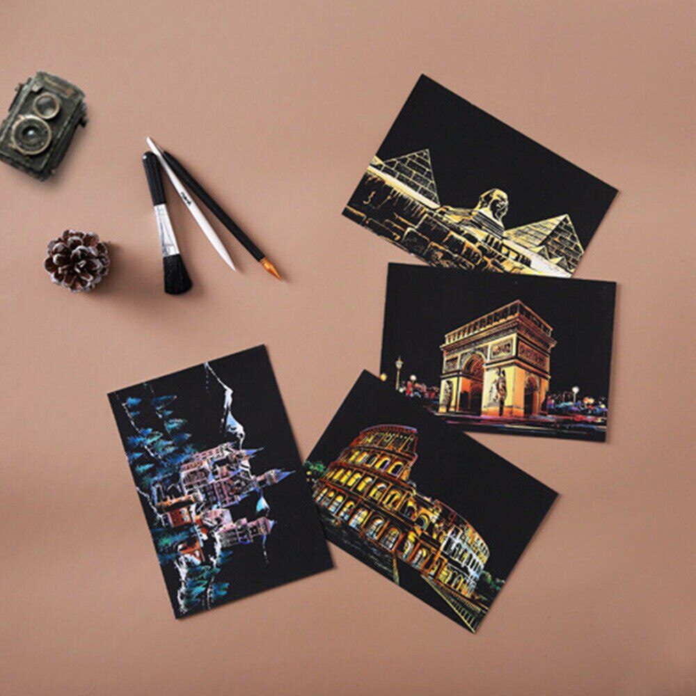 Adult Kids Scratch DIY Art Painting Paper With Drawing DIY Stick Kit