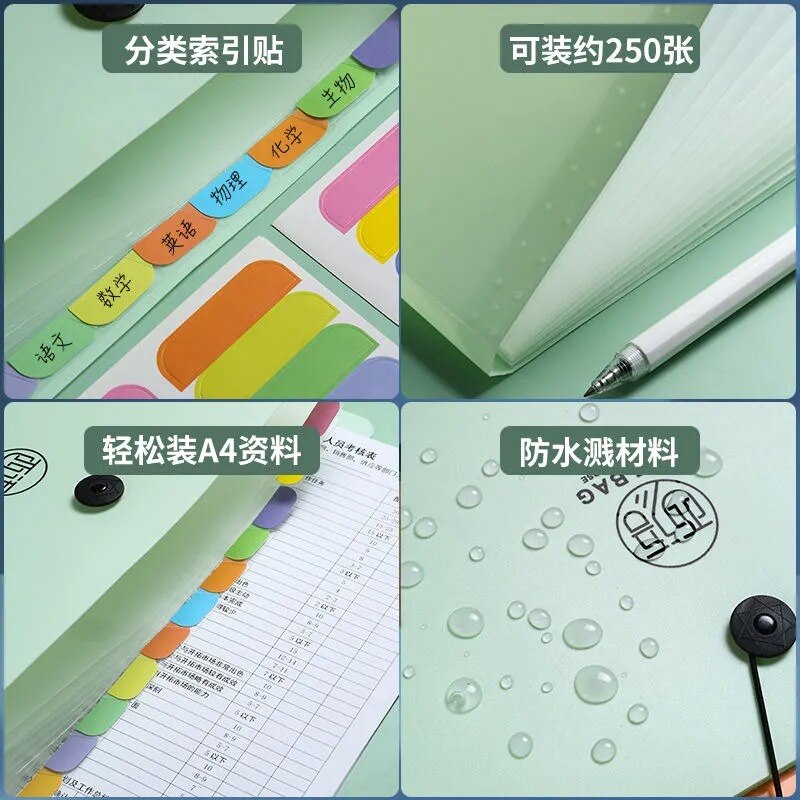 Small Expanding File Folder With 12 Pockets Receipt Organizer Folder Accordion Folder Office Document PP Wallet Case Waterproo