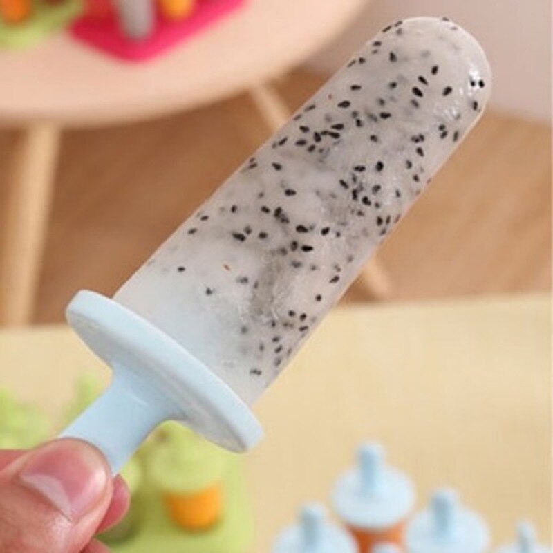 6 Cells Round Shape Summer Accessories Food Grade Lolly Mould DIY Ice Cream Maker Popsicle Molds Dessert Molds Kitchen Tools