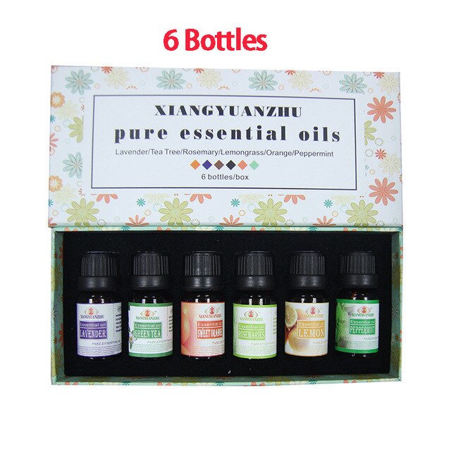 Air Humidifier Essential oil diffuser 300ML 500ML Ultrasonic Cool Mist Maker Fogger Humidifier LED Lamp Aroma Diffuser: 6Bottles oil