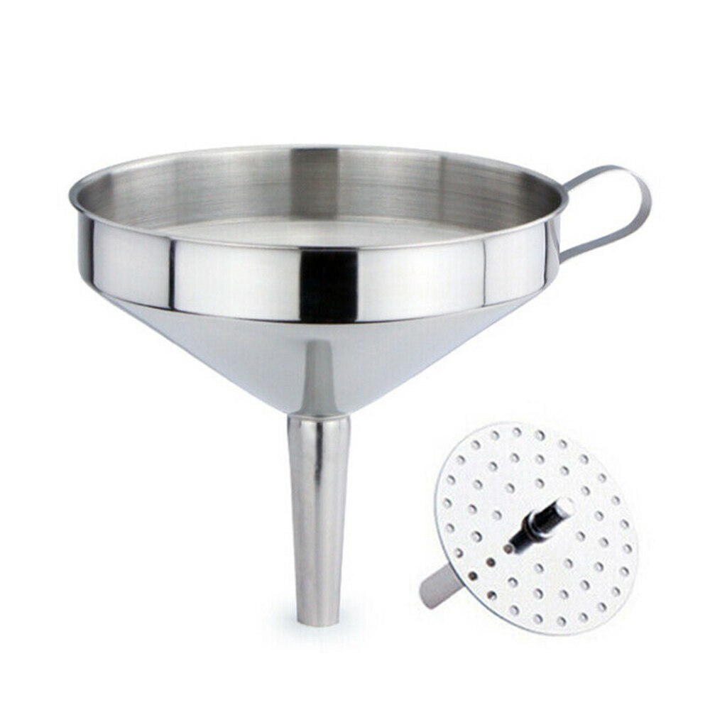 Durable Stainless Steel Funnel Multifunctional Kitchen Oil Liquid Funnel Spices Wine Flask Filter Detachable