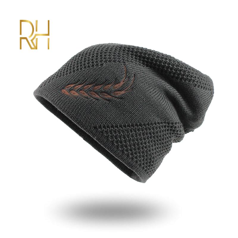Bonnet de ski en tricot pour homme, bandeau Rammstein, chapeau avec crâne froid, brodé,: GRIS