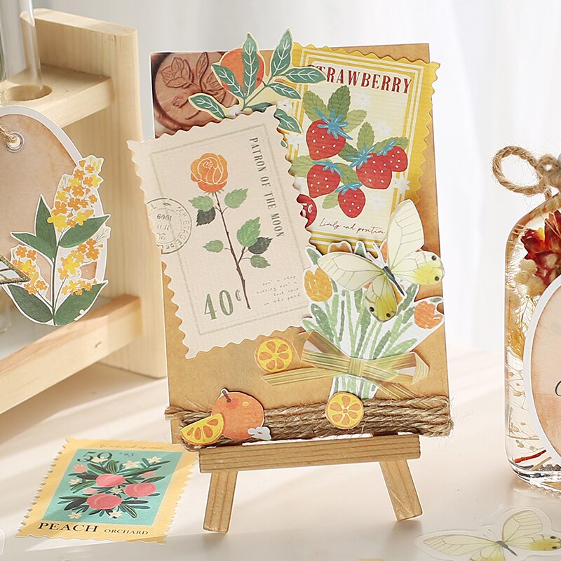 30 old-fashioned cards for notebook decoration retro student stationery plant paper diary label scrapbook material