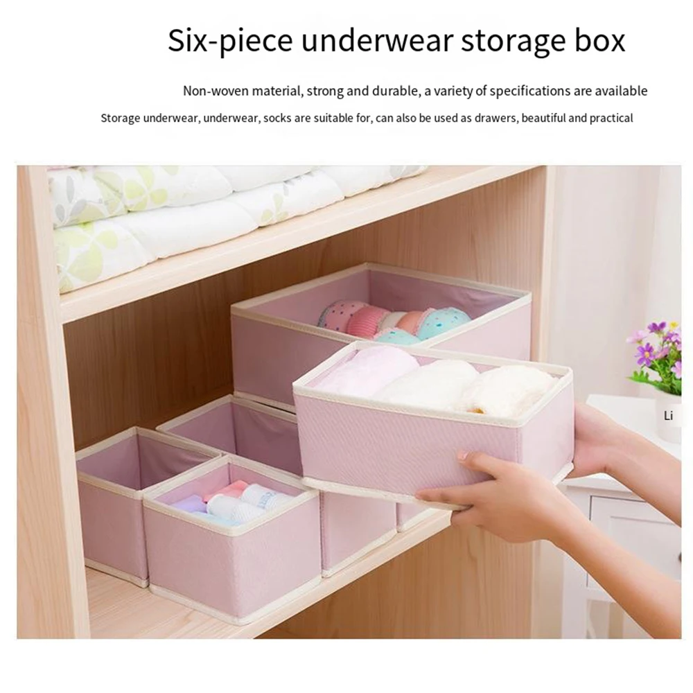 Schubladen-Organizer, 6 Stück/einstellen, Schlafzimmer-Schrank-Aufbewahrungsboxen, faltbarer Stoff-Schrank-Aufbewahrungskorb für Kleidung, Unterwäsche, BH, Socken