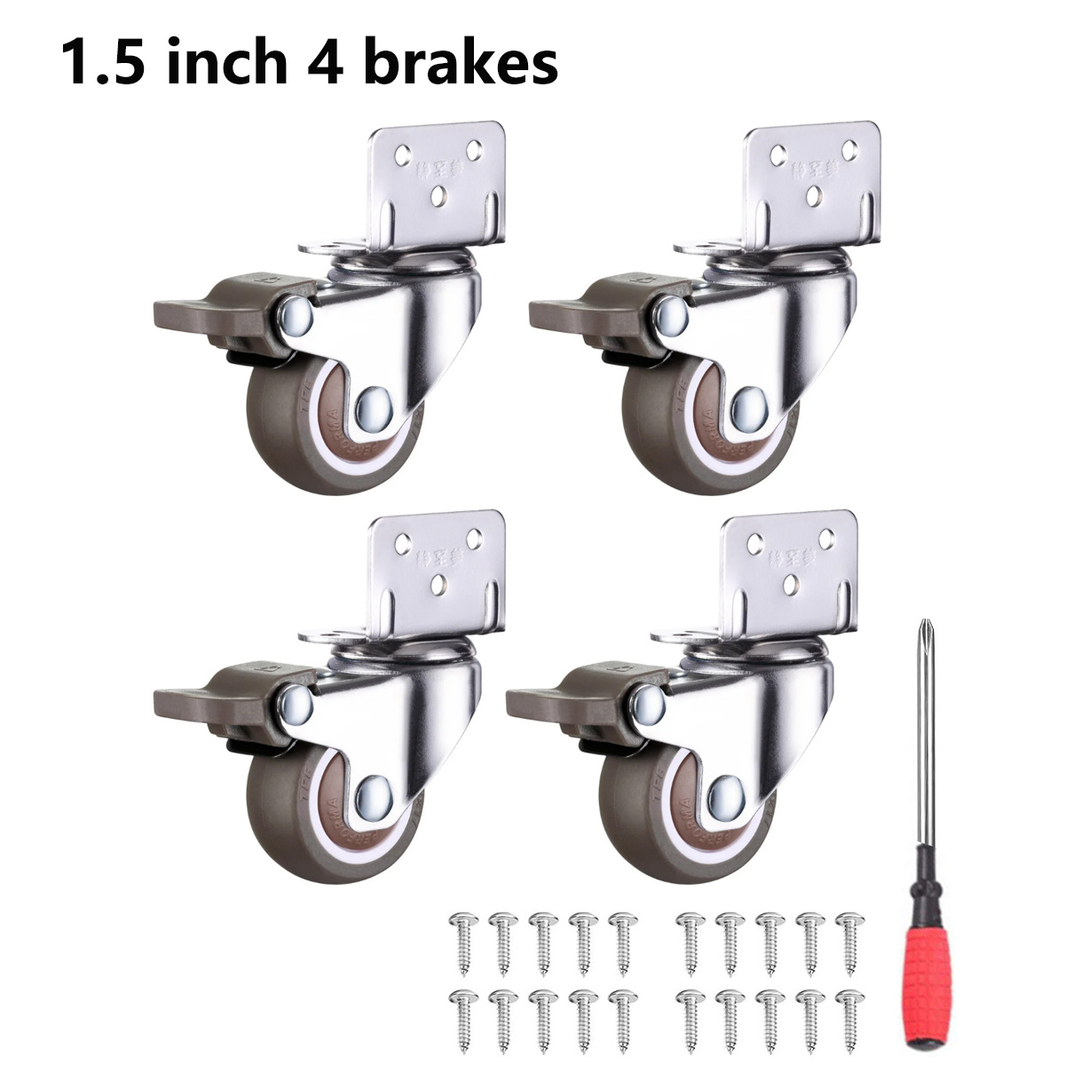4pcs Furniture Casters Wheels Soft Rubber Swivel Caster Quite Roller wheels for trolley Baby Crib Bed Wheels Household Accessory: Red