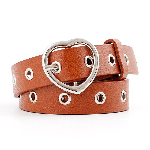 Sweetheart Buckle with Adjustable Ladies Luxury Brand Cute Heart-shaped Thin Belt Punk Belts: 9