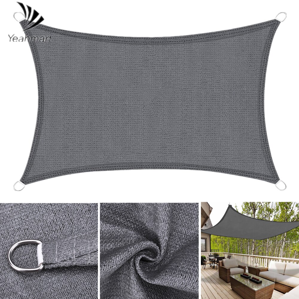 5x4M 3x2M Grau Rechteck HDPE Sonne Sonnensegel Baldachin UV Block Markise Für draussen terrasse Garten Hinterhof Gewächshaus Schatten Tuch