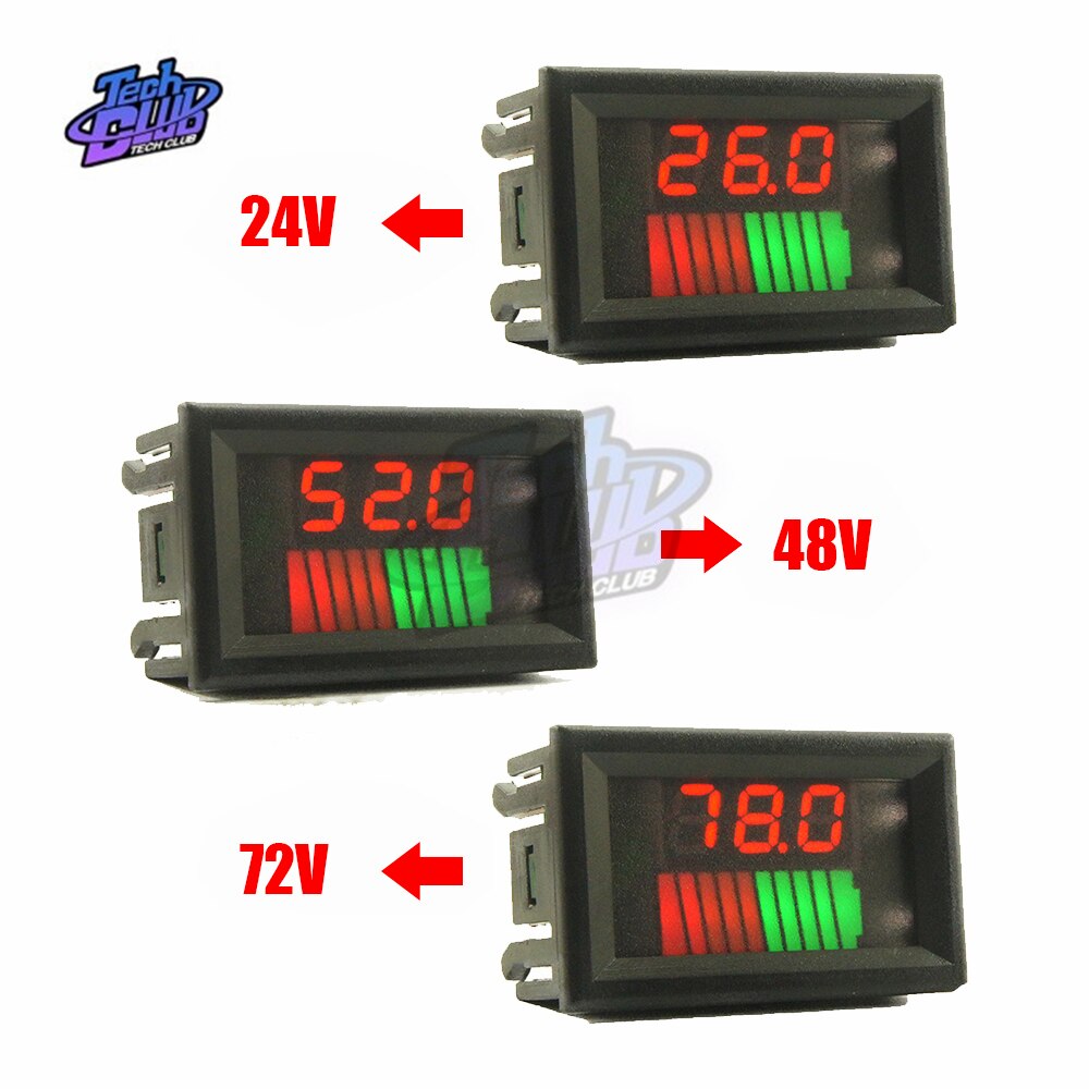 10- segment batteriniveau led-display lithium batterikapacitetsmåler opladningsindikator batteritest rød grøn blå 12/36/60/24/48v