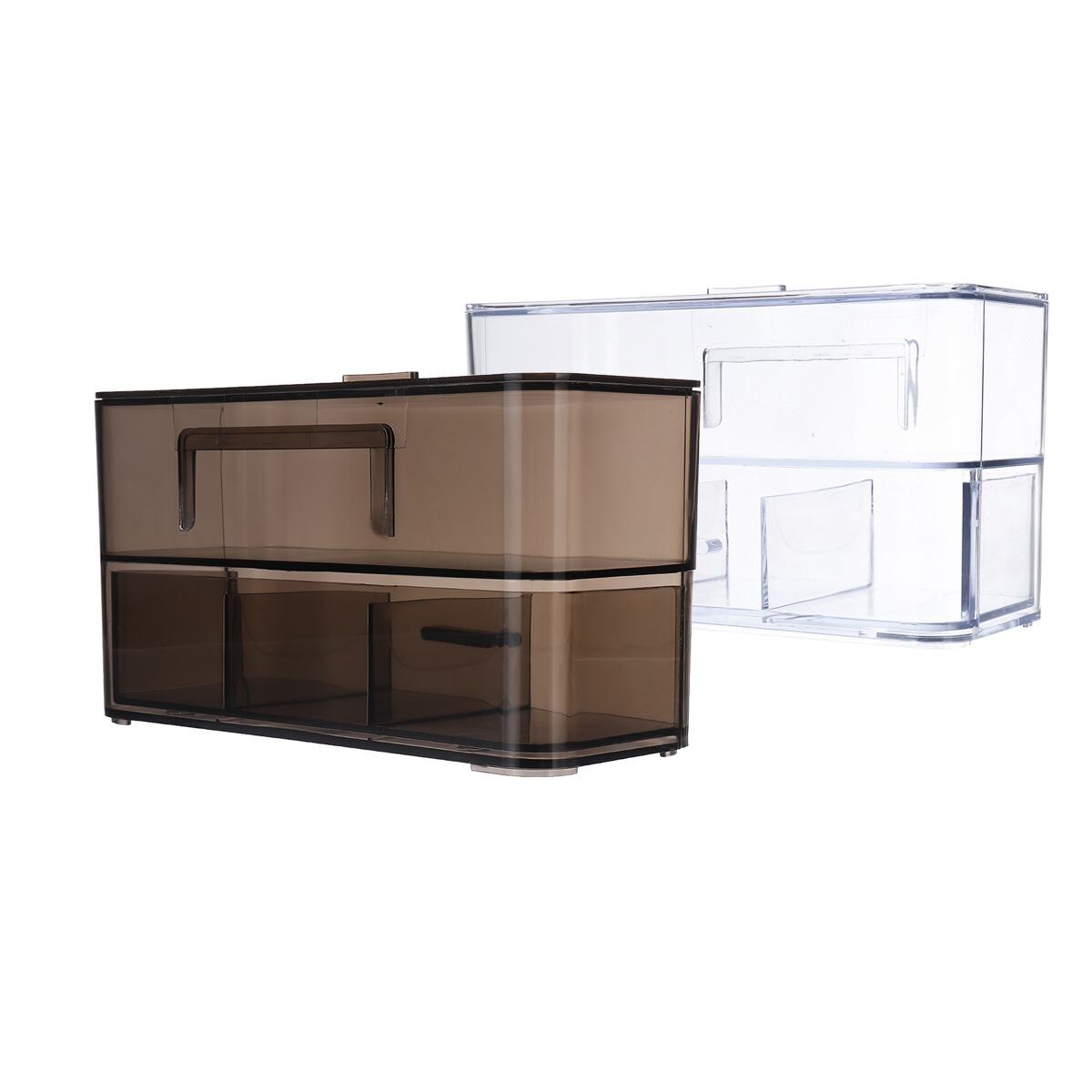 Cosmetic Organizer Storage Box Wall Mounted Clear Makeup Drawers Holder Case 2 Layers Multifunction Makeup Jewelry Storage Box