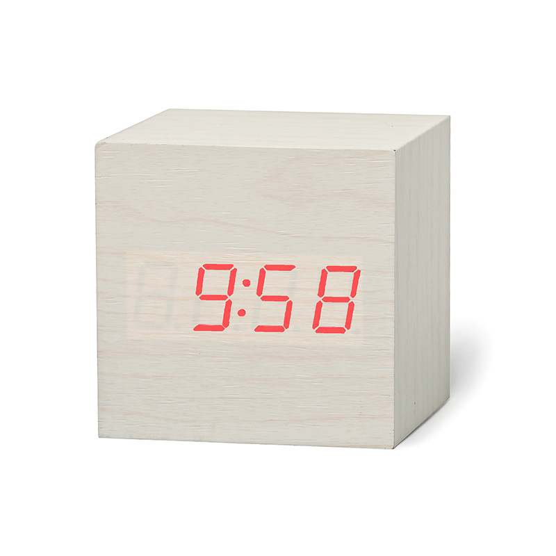 Qualified Digital Wooden LED Alarm Clock Wood Retro Glow Clock Desktop Table Decor Voice Control Snooze Function Desk