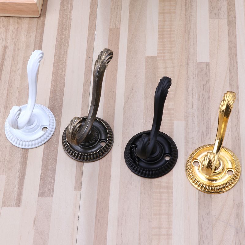 Vintage retro tøj dobbelt krog hat taske frakke arrangør vægmonterede dørbøjler