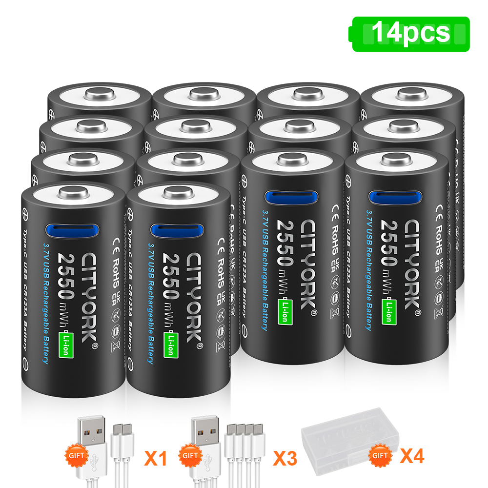 CITYORK 3,7 V CR123 CR123A Akku Typ-C USB Ladung 16340 16350 Lithium Li-Ion Batterien Für LED Taschenlampe zelle: Grün