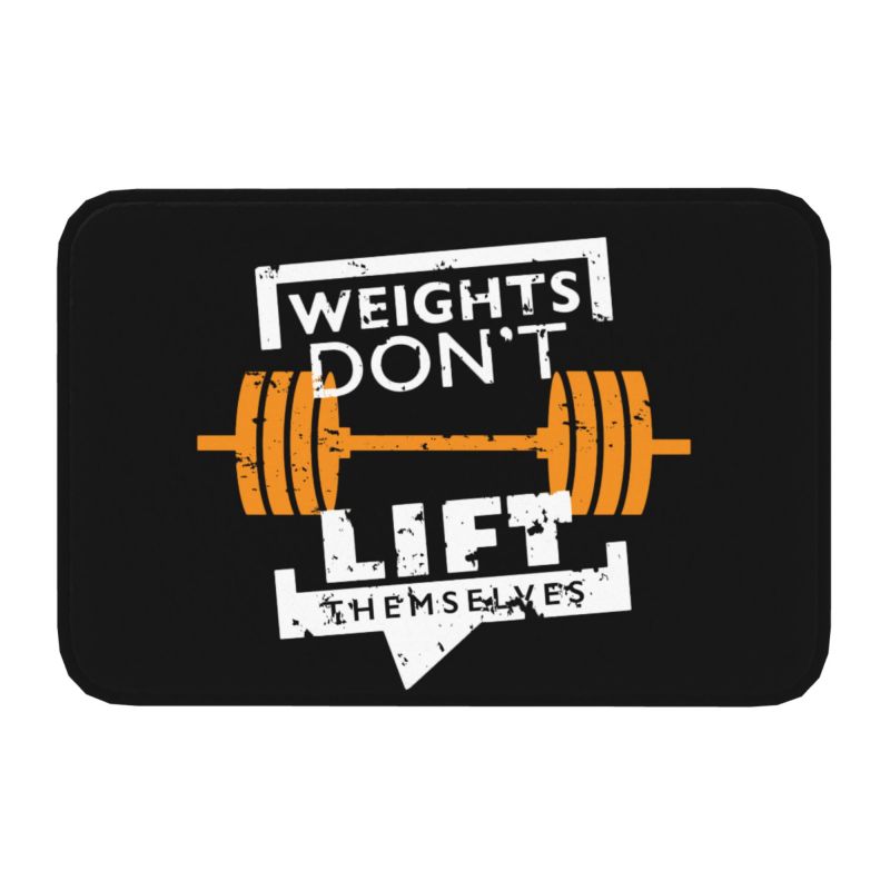 Eat, Sleep, Train, Repeat Fitness, Motivational Quotes Rug Doormat Kitchen Bathroom Fitness Room Entrance: 40cmx60cm / Brown