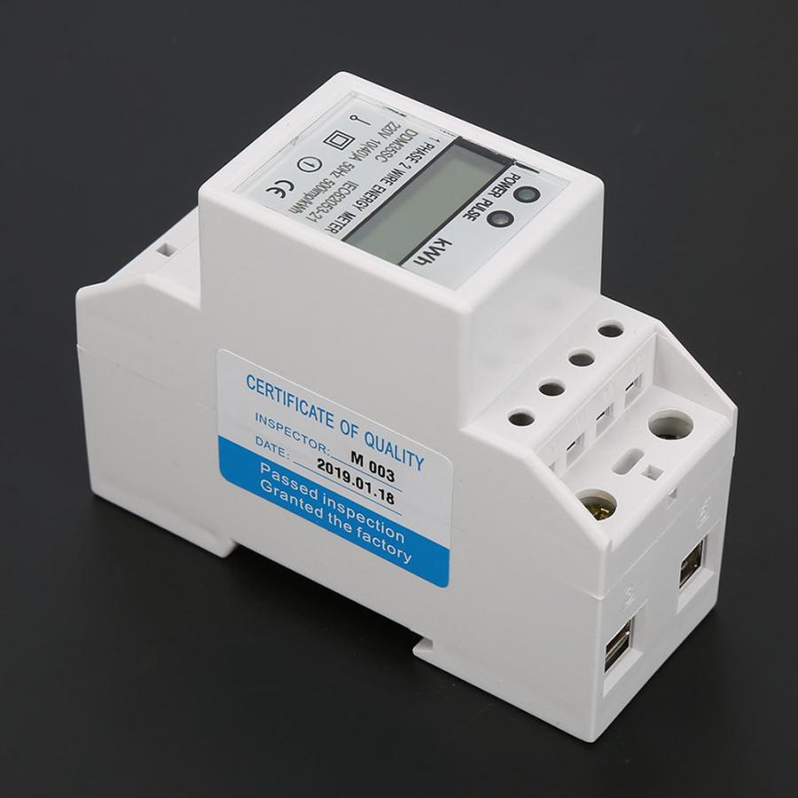 Watt Hour Meter 10(40)A 220V 230V 50Hz 60Hz DDM35SC Single Phase 2P LCD Din Rail KWH Watt Hour Energy Meter