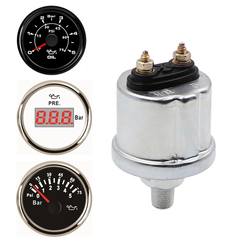 NPT-1/8 M10x1, Unidad de , sensores mecánicos de presión de aceite para camiones, medidores de presión de aceite para barcos 0-5bar 0-75psi