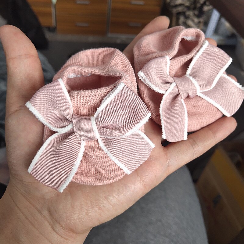 Baby Socks Big Bow Socks For Kids Floor Non-Slip Toddler Socks Girls White/pink Socks Newborn Infant Accessories 0-3Y: Pink / 0-1Y