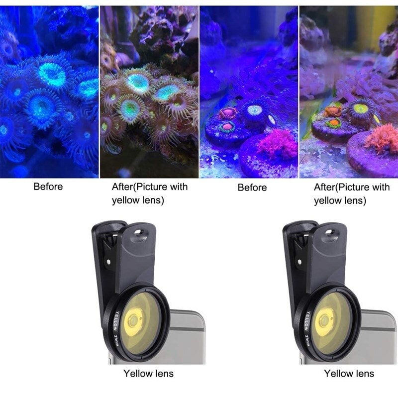Aquarium Coral Lens Filter Kits Fish Tank Marine Saltwater Coral Reef Lens Phone Filters Lens Macro Lens Fish Aquatic Terrarium