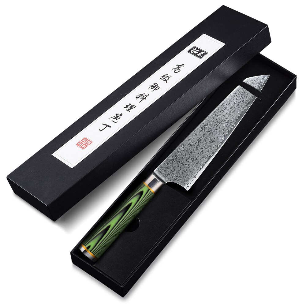 Turwho 8 tommer japanese kok knife 7- lag damascus rustfrit stål køkkenknive pro madlavning knive vægt / palisander ottekantet håndtag: Ck8-sd04- grønne