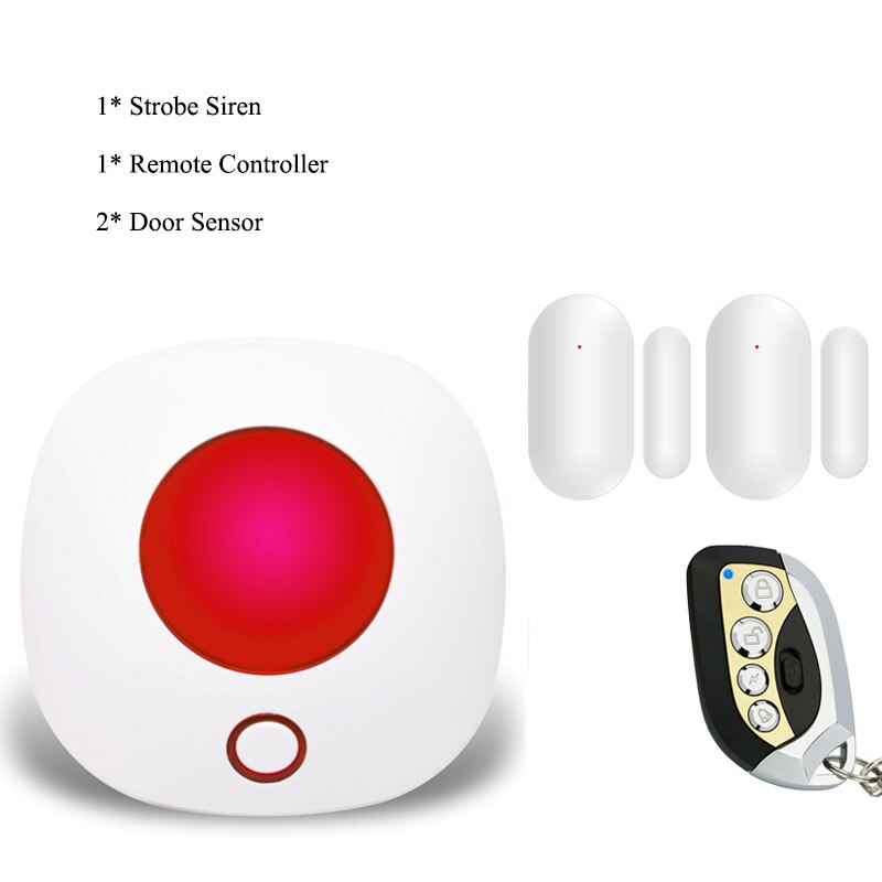 Tuya-sirena estroboscópica Wifi, sistema de alarma antirrobo de seguridad para el hogar, 433MHz, sirena de sonido y luz inalámbrica, compatible con Alexa y Google Home: With sensor control / Enchufe europeo