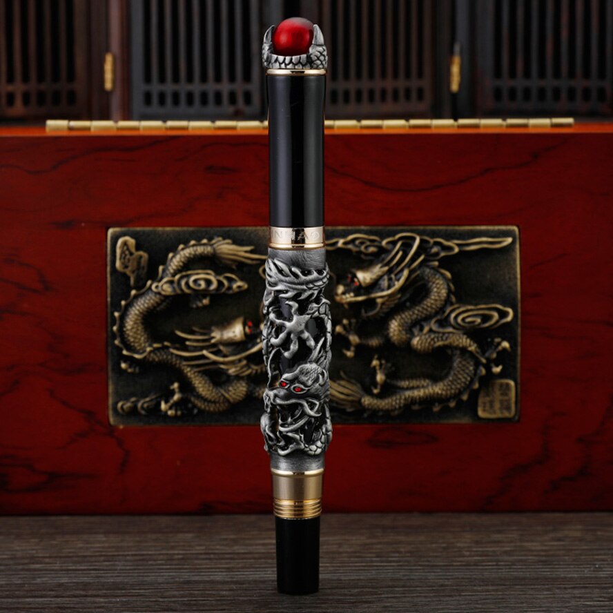 Luksus jinhao dragon king serie fyldepen 1.0mm kunst buet nib kalligrafi pen kontorartikler papirvarer kalligrafi pen