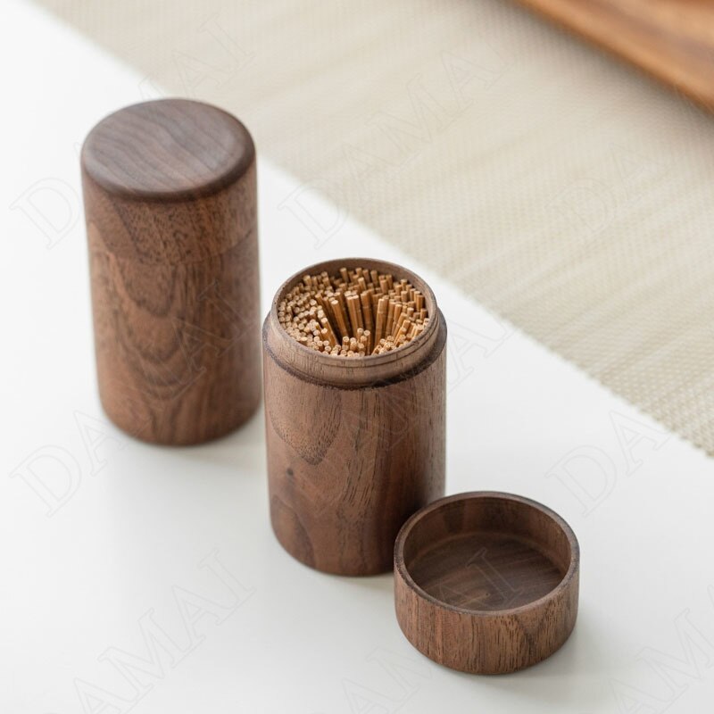 Porta stuzzicadenti in legno di noce nero creatività manuale camera da letto contenitore per gioielli soggiorno scatola di immagazzinaggio Desktop decorazione domestica
