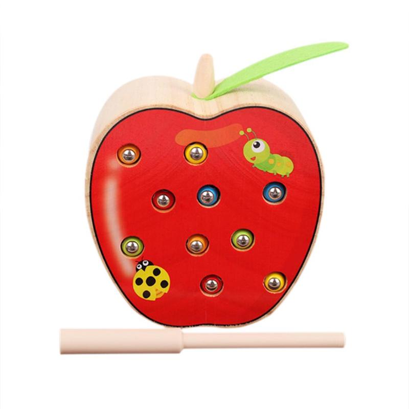 Vroegschoolse Educatie Vangen Worm Game Fruit Vorm Cognitieve Vissen Speelgoed Draagbare 3D Puzzels Puzzel Magnetische Vangst Insecten: 1