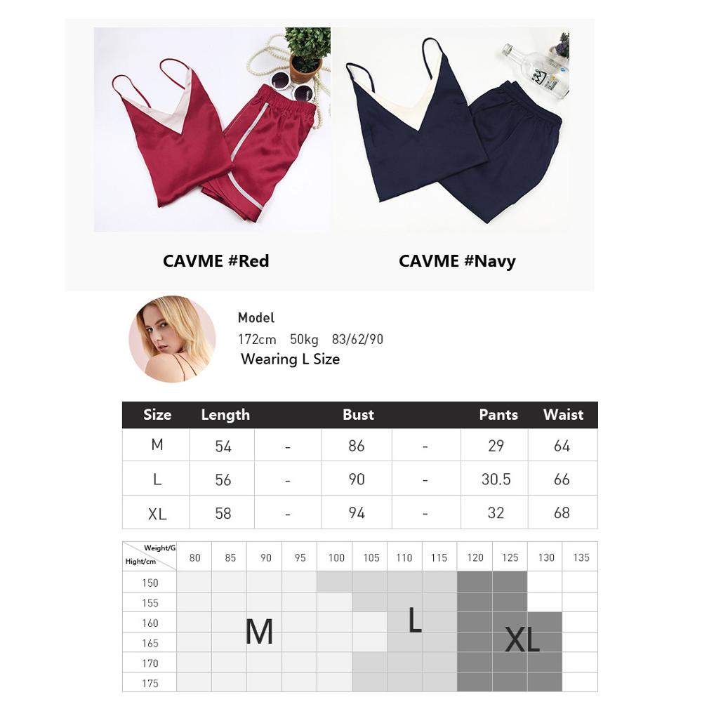 CAVME Satijn Zijden Pyjama Sets voor Vrouwen Spaghetti Band Shorts Zomer Sexy Nachtkleding 2 Stuks Homeclothes