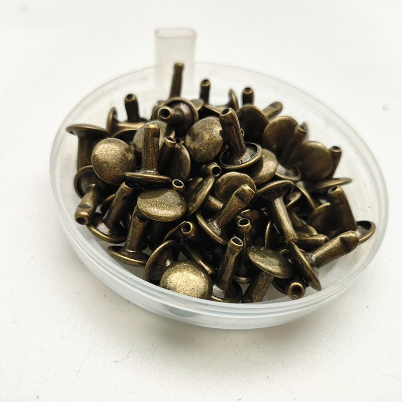 100 st 7mm runda dubbla kepsar nitkollision spik metall spik rock läderfodral sko väska bälte plagg armband
