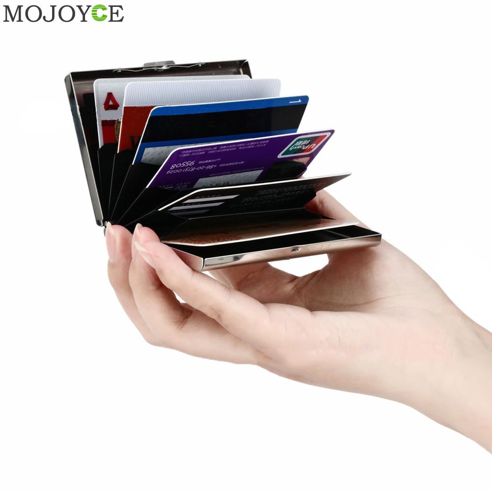 Multi-Function Stainless Steel Bank Credit Card Holder Anti-theft RFID Metal Wallet Purse Women Men Business Travel Card Case