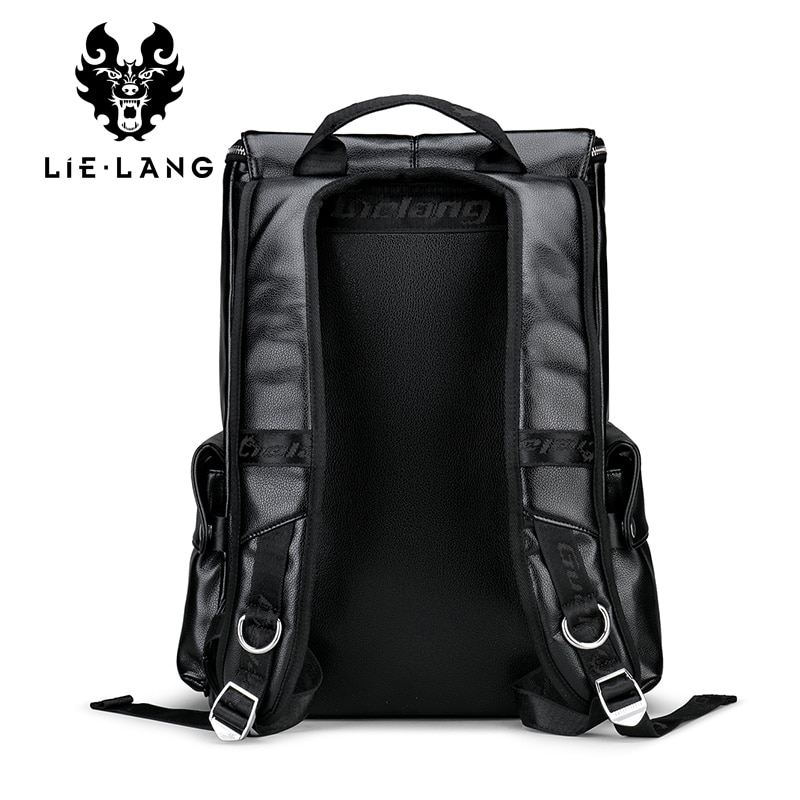 LIELANG Men Backpack PU Leather Male Functional bags Waterproof Black Backpack Men School Bags Laptop For Teenager Travel Bags