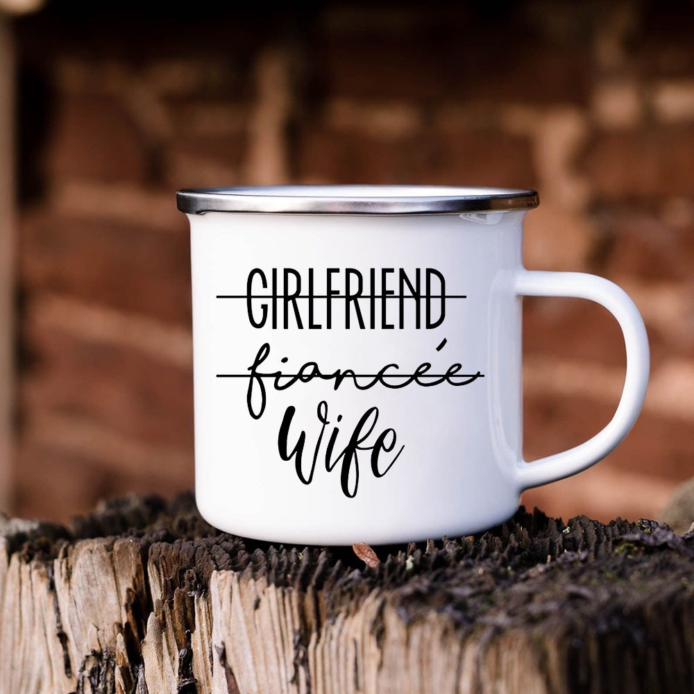 Kæreste forlovede kone & kæreste forlovede mand par emalje krus udendørs rejser camping bål kaffe vand kopper