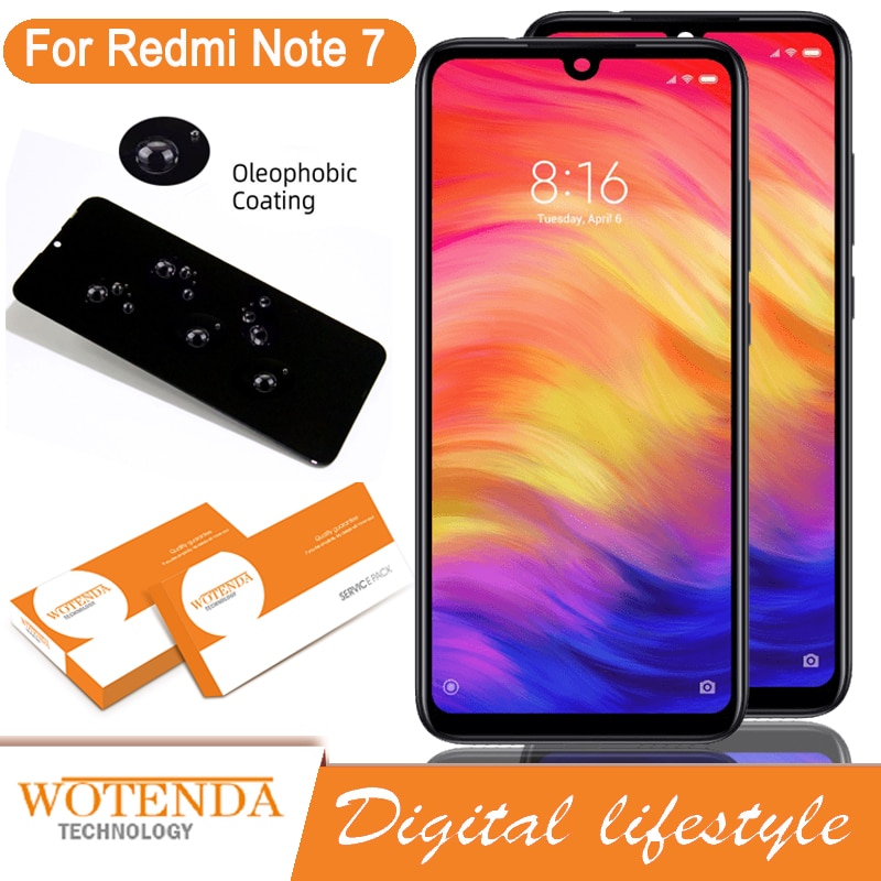 Pantalla IPS 100% Original de 6,3 &quot;con marco para XiaoMi Redmi Note 7 Note 7 Pro, montaje de digitalizador con pantalla táctil LCD, piezas de reparación