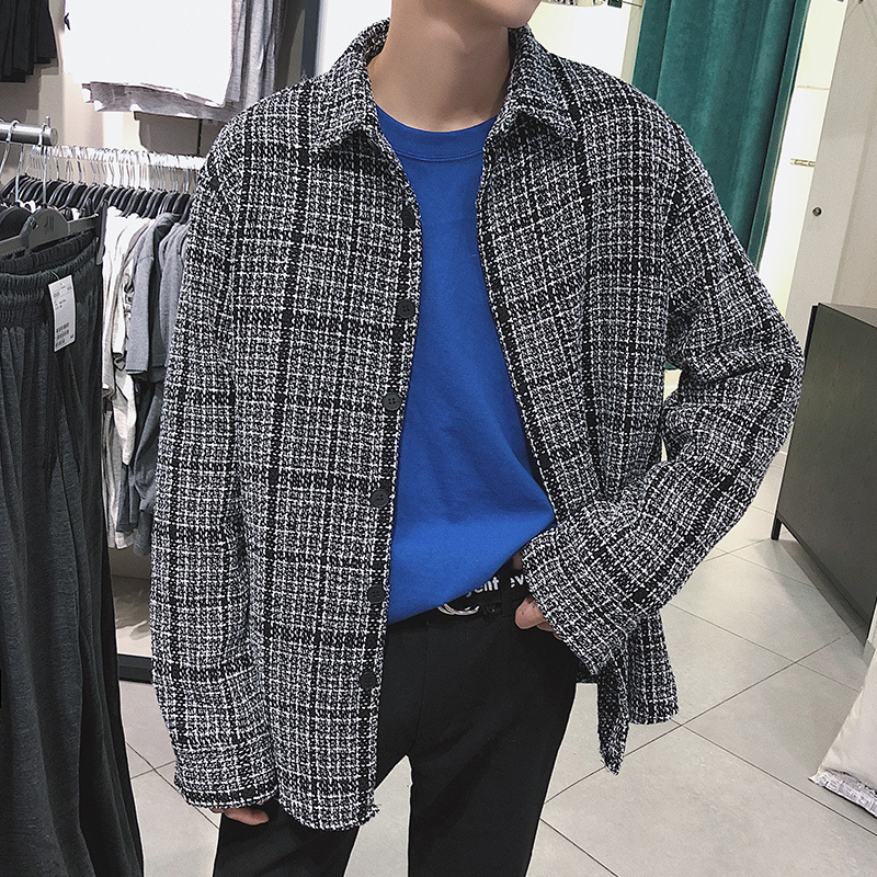 Japanse Klassieke Stijl mannen Rooster Dikke Jassen Type Plaid Shirts Lange Mouwen Losse Jassen Mode Shirts S-XL